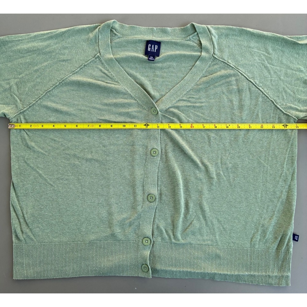 Gap Women XXL Sage Green Linen Blend V-Neck Cardigan Sweater Raglan Sleeve - Picture 5 of 6